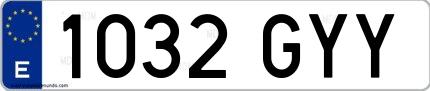 Ejemplo de matrícula española 1032 GYY