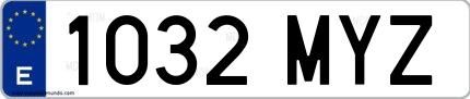 Ejemplo de matrícula española 1032 MYZ