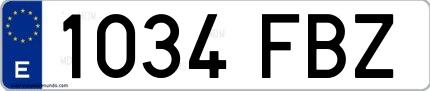 Ejemplo de matrícula española 1034 FBZ