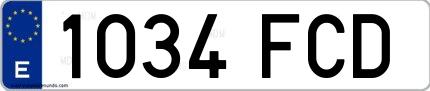Ejemplo de matrícula española 1034 FCD