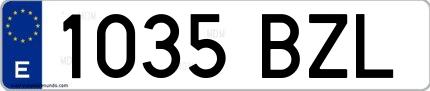 Ejemplo de matrícula española 1035 BZL