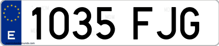 Ejemplo de matrícula de coche ordinaria 1035 FJG