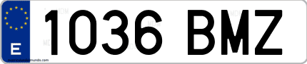 Ejemplo de matrícula de coche ordinaria 1036 BMZ