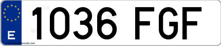 Ejemplo de matrícula de coche ordinaria 1036 FGF