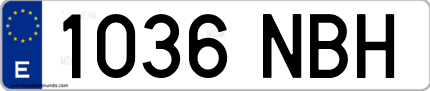 Ejemplo de matrícula de coche ordinaria 1036 NBH