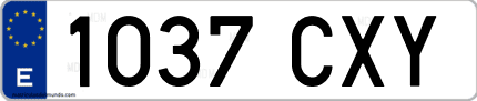 Ejemplo de matrícula de coche ordinaria 1037 CXY