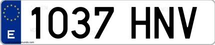 Ejemplo de matrícula española 1037 HNV