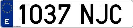 Ejemplo de matrícula española 1037 NJC