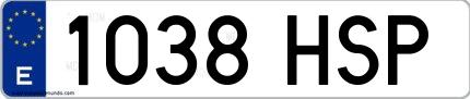 Ejemplo de matrícula española 1038 HSP