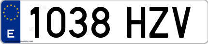 Ejemplo de matrícula de coche ordinaria 1038 HZV