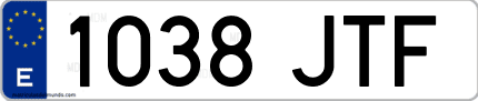 Ejemplo de matrícula de coche ordinaria 1038 JTF