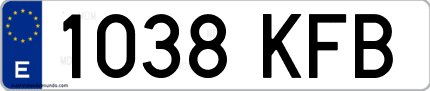 Ejemplo de matrícula de coche ordinaria 1038 KFB