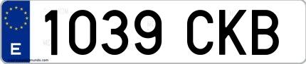 Ejemplo de matrícula española 1039 CKB