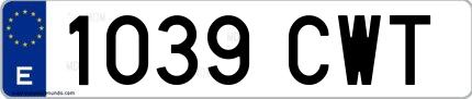 Ejemplo de matrícula española 1039 CWT