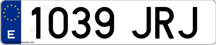 Ejemplo de matrícula de coche ordinaria 1039 JRJ