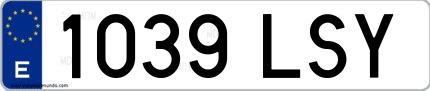Ejemplo de matrícula española 1039 LSY