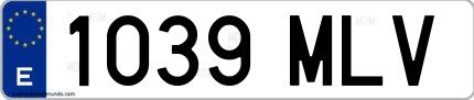 Ejemplo de matrícula española 1039 MLV