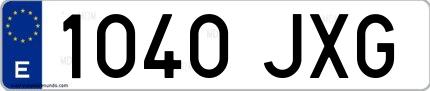 Ejemplo de matrícula española 1040 JXG