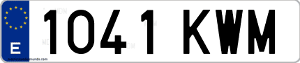 Ejemplo de matrícula de coche ordinaria 1041 KWM