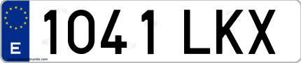 Ejemplo de matrícula de coche ordinaria 1041 LKX