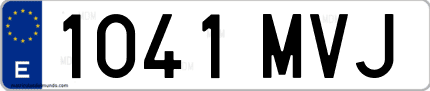 Ejemplo de matrícula de coche ordinaria 1041 MVJ