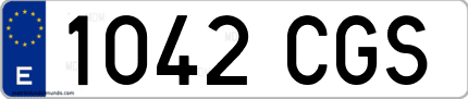 Ejemplo de matrícula de coche ordinaria 1042 CGS