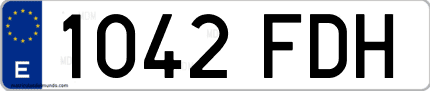 Ejemplo de matrícula de coche ordinaria 1042 FDH