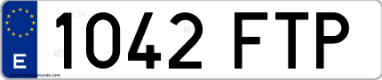 Ejemplo de matrícula de coche ordinaria 1042 FTP