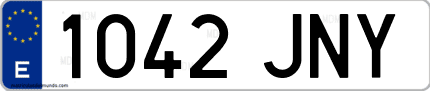 Ejemplo de matrícula de coche ordinaria 1042 JNY