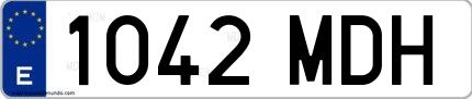 Ejemplo de matrícula de coche ordinaria 1042 MDH