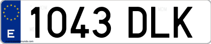 Ejemplo de matrícula de coche ordinaria 1043 DLK