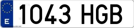 Ejemplo de matrícula española 1043 HGB