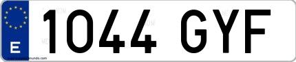 Ejemplo de matrícula española 1044 GYF