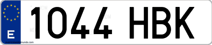 Ejemplo de matrícula de coche ordinaria 1044 HBK