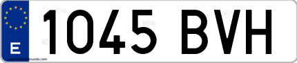 Ejemplo de matrícula de coche ordinaria 1045 BVH