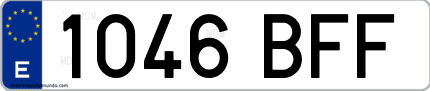 Ejemplo de matrícula de coche ordinaria 1046 BFF