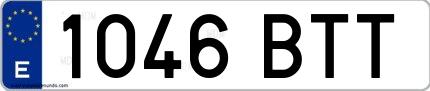 Ejemplo de matrícula española 1046 BTT