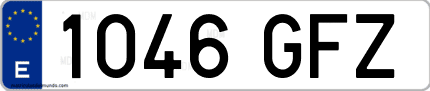 Ejemplo de matrícula de coche ordinaria 1046 GFZ