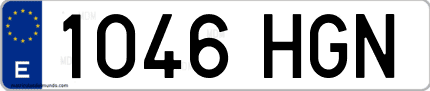 Ejemplo de matrícula de coche ordinaria 1046 HGN