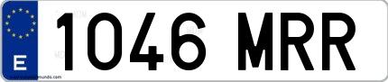 Ejemplo de matrícula española 1046 MRR