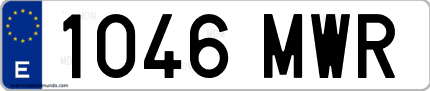 Ejemplo de matrícula de coche ordinaria 1046 MWR
