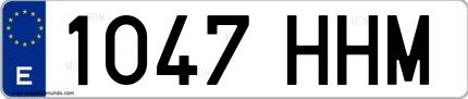 Ejemplo de matrícula española 1047 HHM
