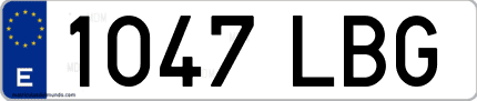 Ejemplo de matrícula de coche ordinaria 1047 LBG