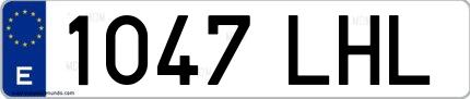 Ejemplo de matrícula española 1047 LHL