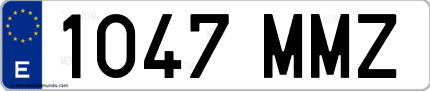 Ejemplo de matrícula de coche ordinaria 1047 MMZ