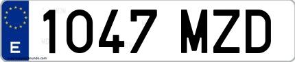 Ejemplo de matrícula española 1047 MZD