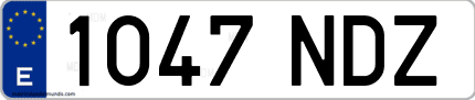 Ejemplo de matrícula de coche ordinaria 1047 NDZ