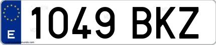 Ejemplo de matrícula española 1049 BKZ