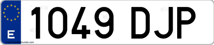 Ejemplo de matrícula de coche ordinaria 1049 DJP