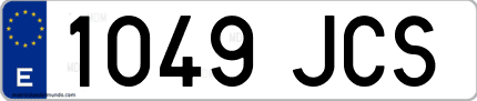 Ejemplo de matrícula de coche ordinaria 1049 JCS